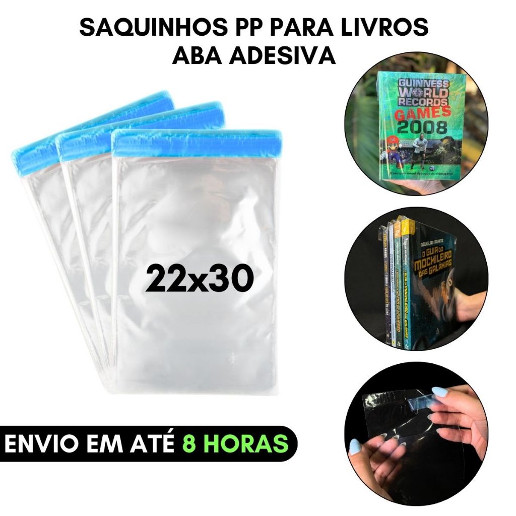 Saquinhos Transparente P/ Livros Com Aba Adesiva 22x30 50/100/200/300 Unidades em Oferta na Shopee