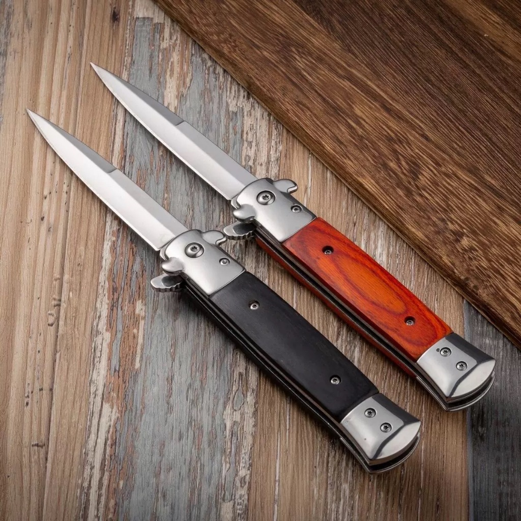 Canivete Milano Máfia Stiletto em Madeira com Lâmina em Aço - Design Elegante e Afiado em Oferta na Shopee