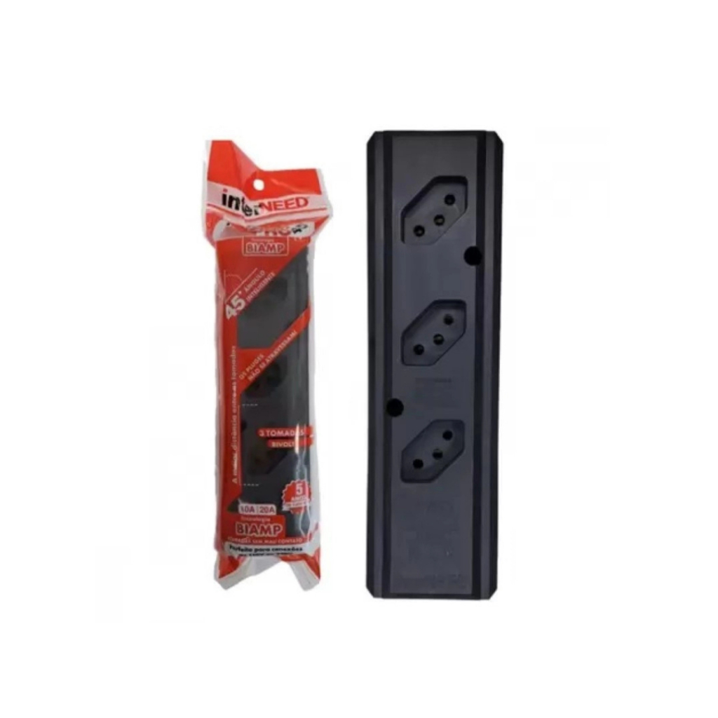 Tomada em Barra Pro 45 Interneed Tripla e Quadrupla Moderno Casa Extensões Cabos Resistencia