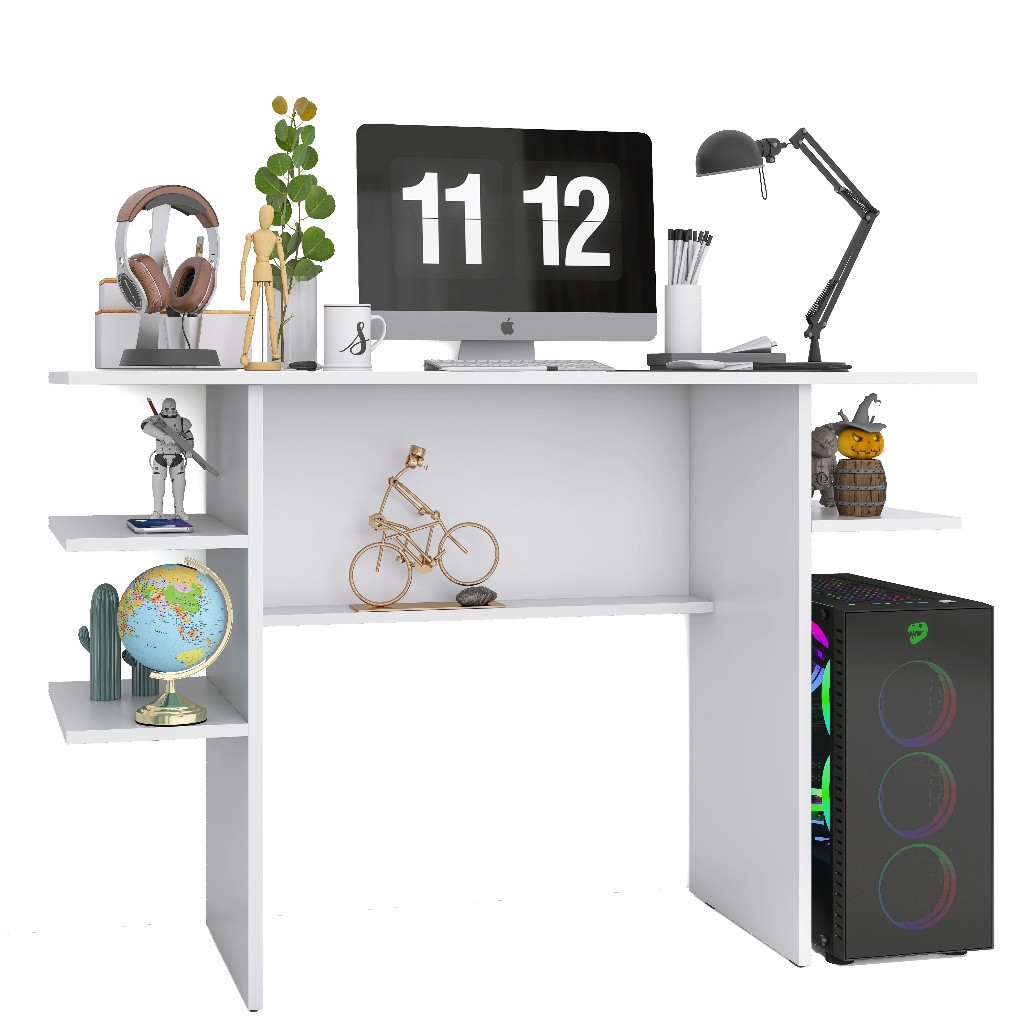 Mesa Para Computador Gamer – Escrivaninha Com Nicho - Branco