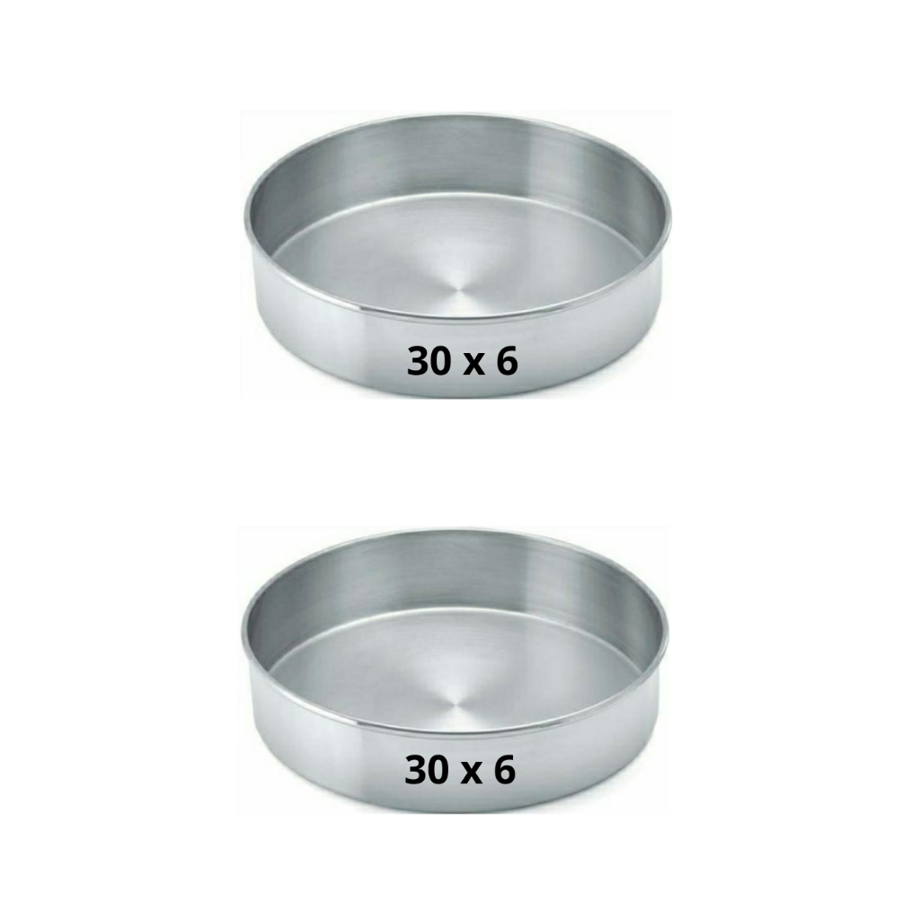 Kit (DUAS) Assadeira Redonda Baixa 30 x 6 cm Forma Bolo Aluminio em Oferta na Shopee