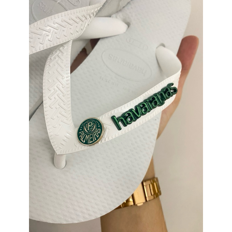 Chinelo Havaianas Top com Pingentes Palmeiras verde metalic 23/24 ao 45/46 Original ®️