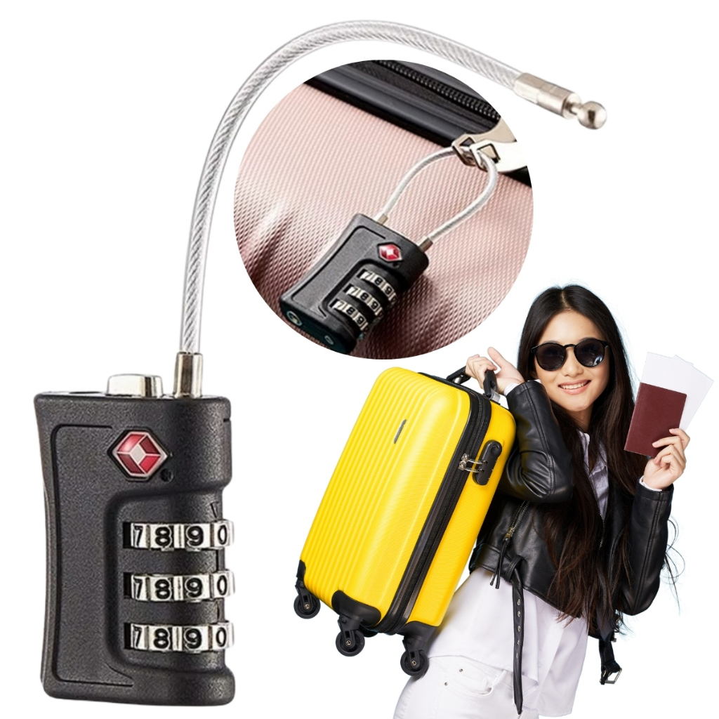 Cadeado Tsa Cabo Aço Com Senha Código Segredo Mala De Viagem Bagagem Mochila Aeroporto Armário