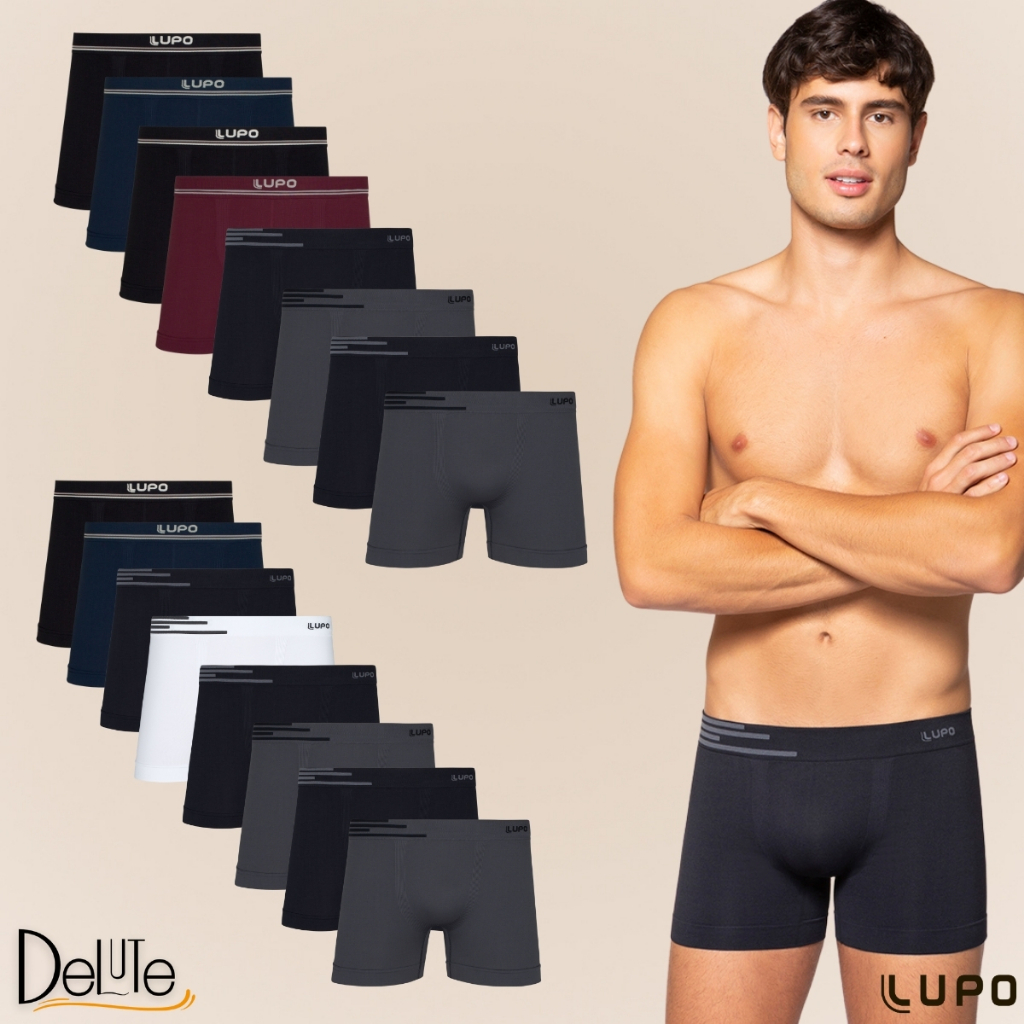 Kit De 8 Cuecas Originais Lupo Basic Boxer Box Microfibra Sem Costura - Men Clothes
