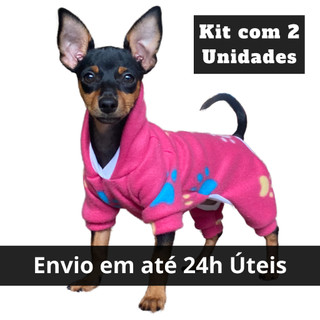 Kit 2 Macacão com Capuz Roupinha Pet Inverno - Roupa para Macho e Fêmea De Cachorro Pequeno a Grande