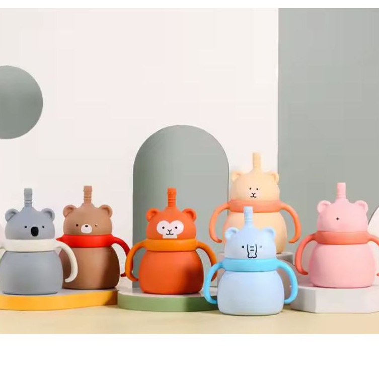 Copo De Alimentação Para Bebês com Canudo De Silicone Com Alça De Treinamento - Rápido em Oferta na Shopee