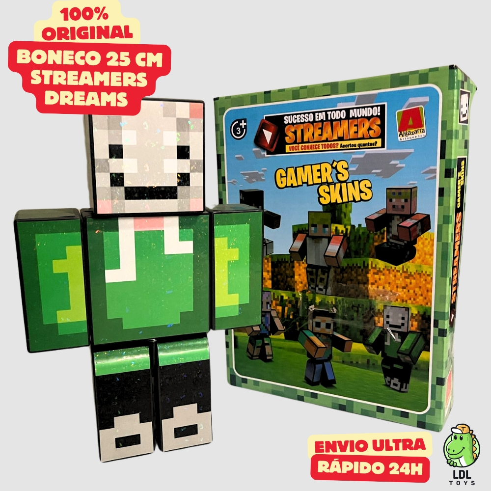 Boneco 25cm Articulado Gamer Skin Streamer Dreams + 3 Chaveiros Youtuber Algazarra em Oferta na Shopee