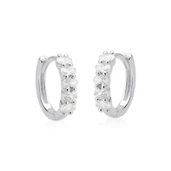 Brinco Argola de Prata 925 Click com Zircônias