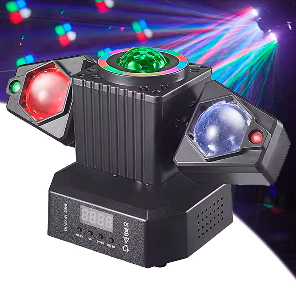 Mini Moving Head 50W 3 em 1 Strobo Rotation Estroboscópio Olho de Anho DMX Auto Sound + Controle
