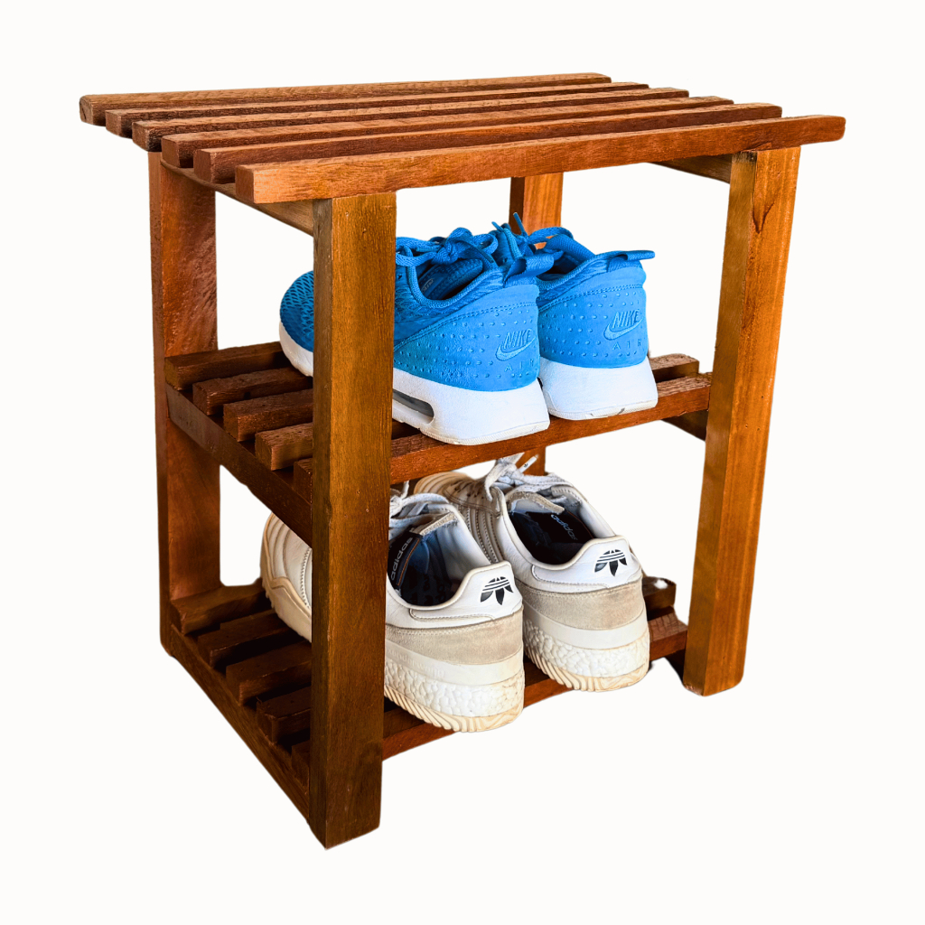 Banco Sapateira Banqueta Rústica em Madeira de Demolição para Organização e Decoração em Oferta na Shopee