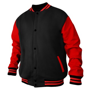 Jaqueta College Preto Vermelho Moletom Colegial Liso Uniforme Unissex Adulto Infantil em Oferta na Shopee