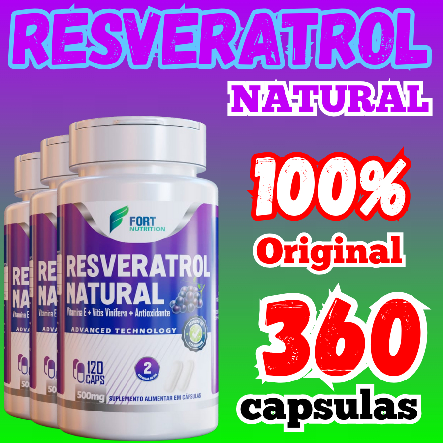 Resveratrol 120 capsulas 100% Puro | Original | Mais Vendido - Fórmula Concentrada