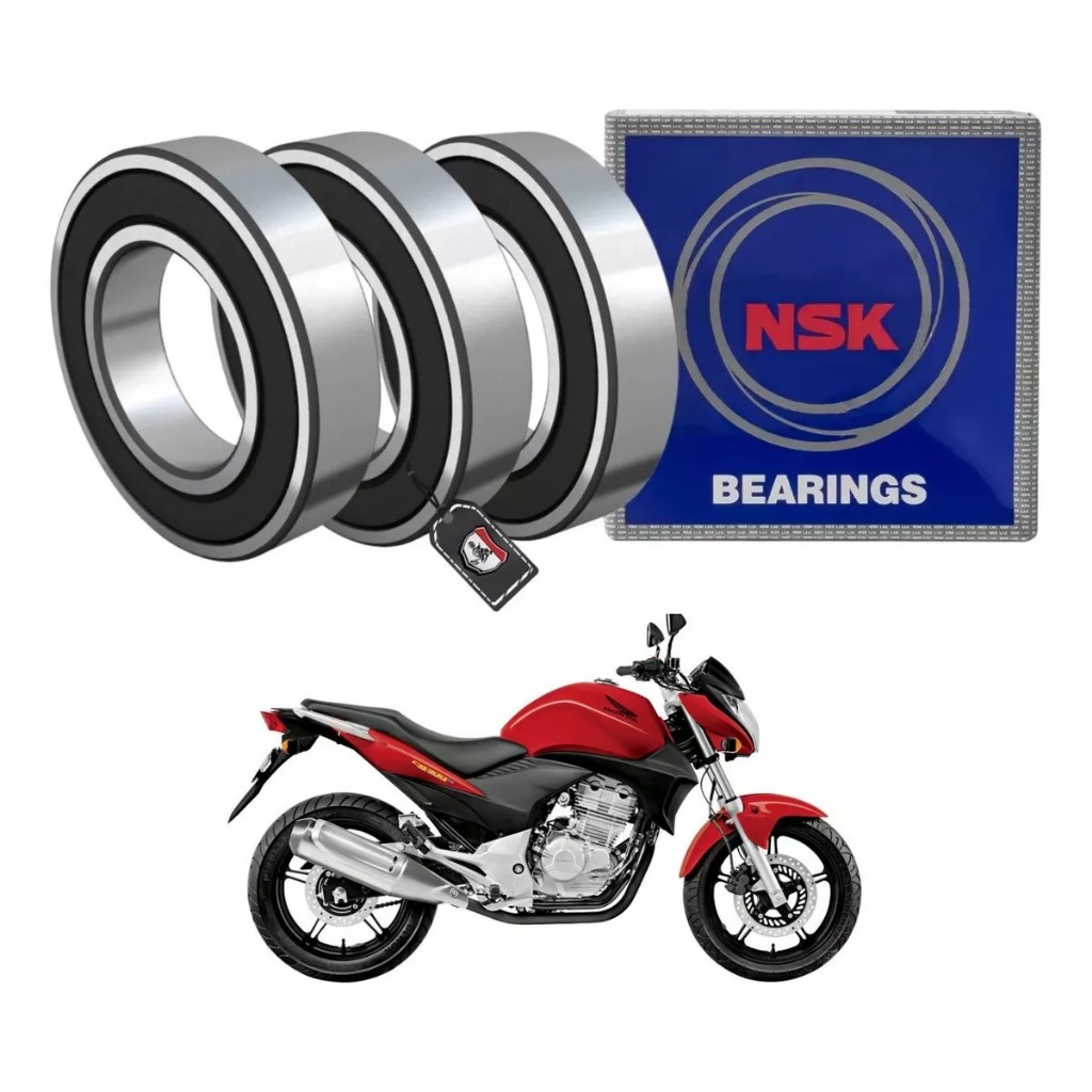 Kit 3 Rolamentos Roda Traseira Cb 300 Freio A Disco Nsk Original