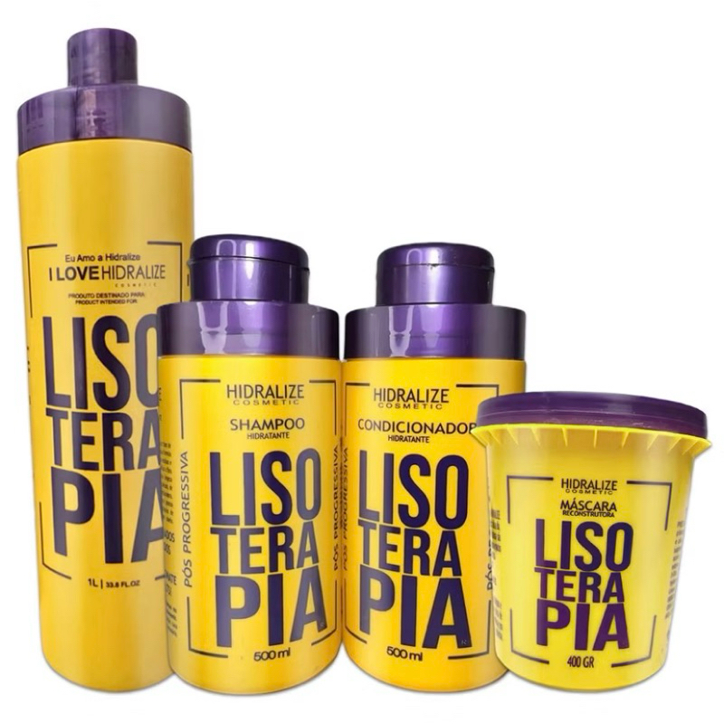 Kit Lisoterapia Progressiva Shampoo Condicionador Máscara Hidratação Reconstrução Super Tratamento