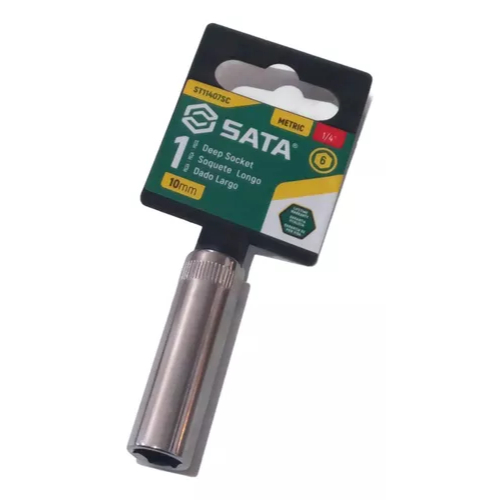 Soquete Sextavado Longo Encaixe 1/4'' Crv Sata - Unid.