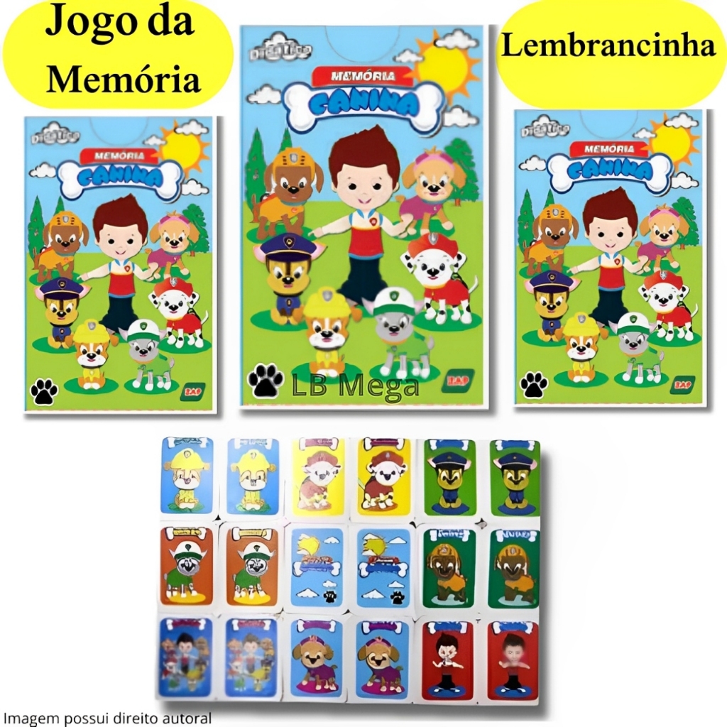 Kit com 3 até 30 Caixinhas Jogo da Memória Canina Brinquedo Educativo para Crianças e Festas