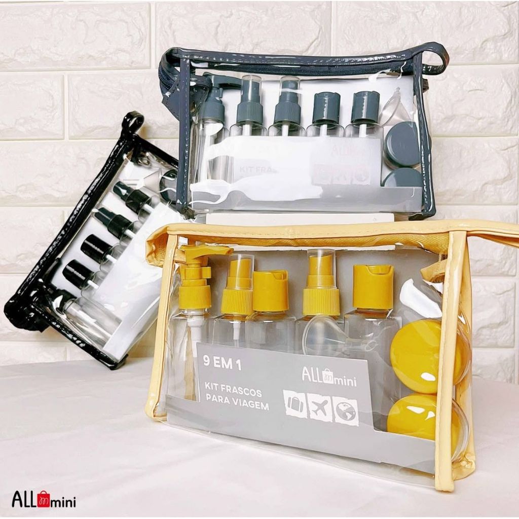 Recipientes e Garrafas para Viagem /Conjunto de Frascos, 9 em 1 - Allmini em Oferta na Shopee
