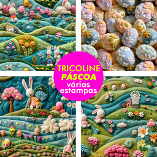 Tecido Tricoline Digital 100% algodão (0,50m x 1,50m) Páscoa 2025 em Oferta na Shopee