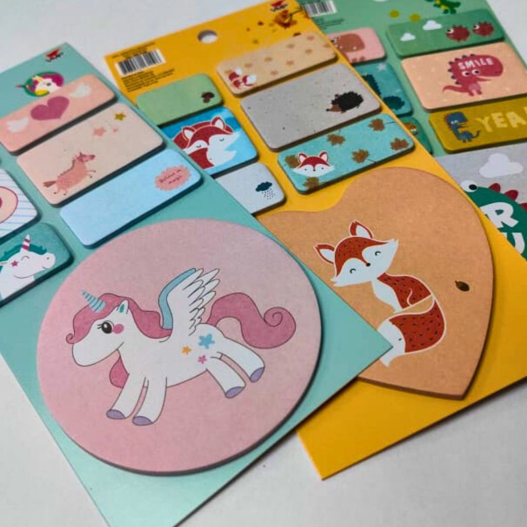 Conjunto Adesivos e Recadinhos Bloco Cute Infantil Escolar Sortidos Papelaria Fofa Presente