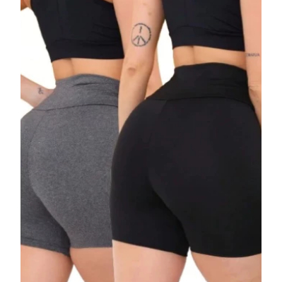 Kit 4 Shorts Academia Fitnes Legging Meia Coxa Suplex Feminino Reforçado Não fica Transparente