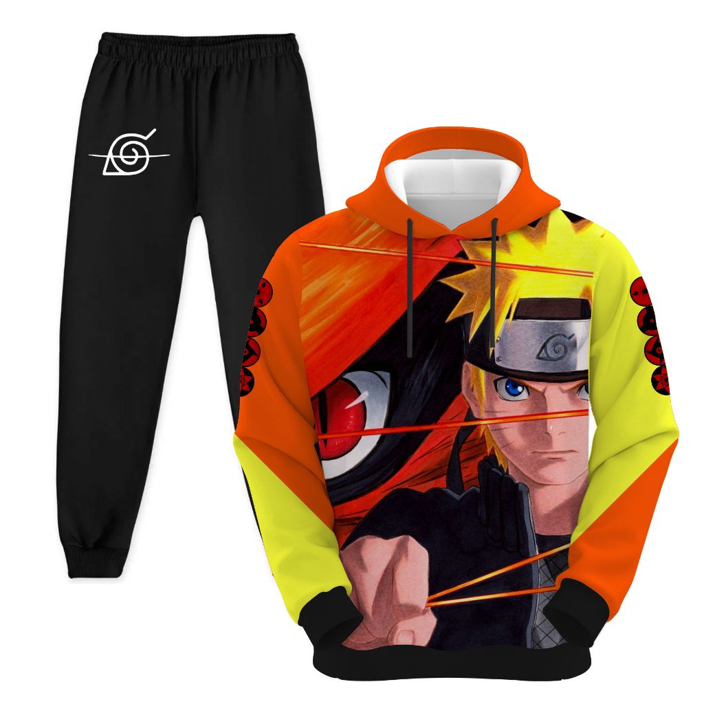 conjunto de moleton anime tecido em sublimação 3d com capuz kit blusa e calça