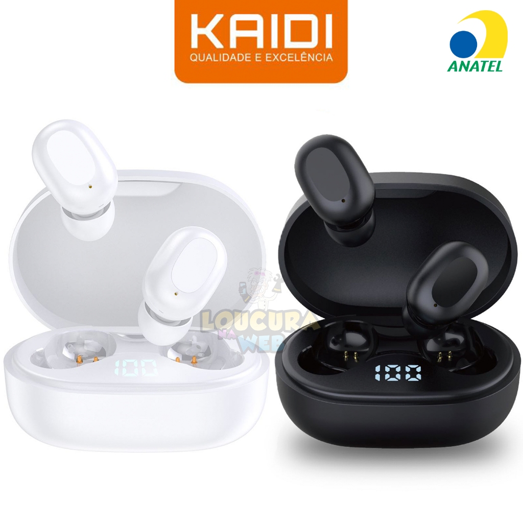 Fone Bluetooth 5.3 Sem Fio Original Kaidi KD 7101 com Visor Led Borrachinhas Touch in ear em Oferta na Shopee