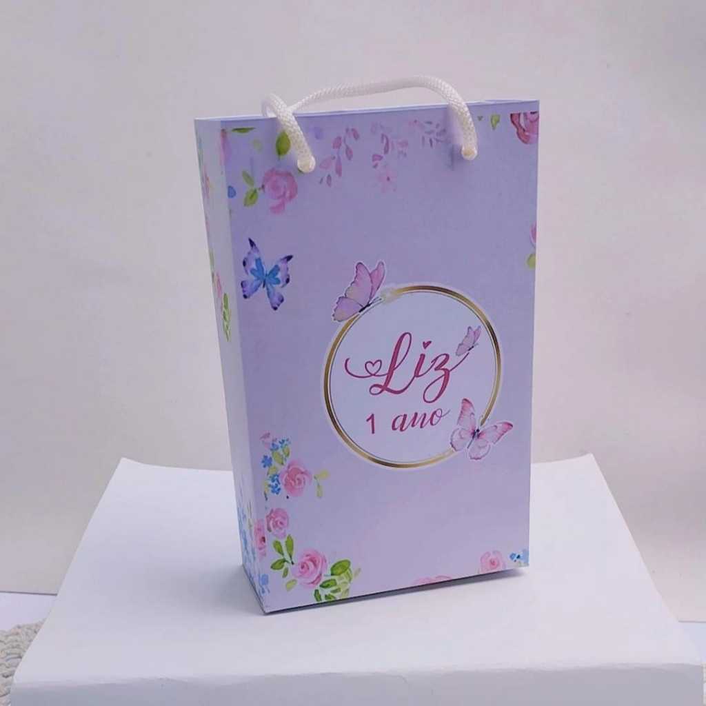 Kit Sacolinha Surpresa Festa Infantil Personalizado JARDIM DAS BORBOLETAS | Lembrancinhas | PEGUE E MONTE