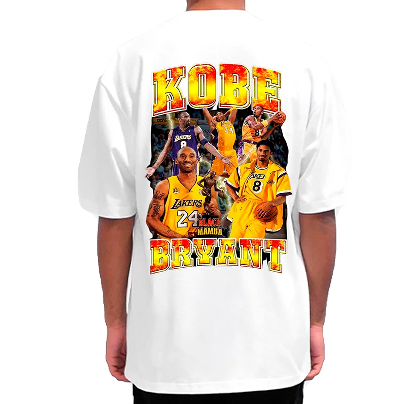 Camiseta Larga Longline Streetwear Oversized Masculino Branco Kobe World Bryant Novidade 2025