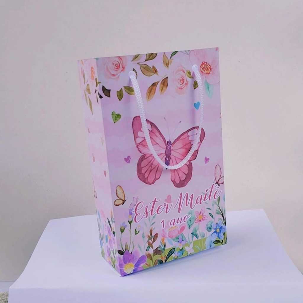 Kit Sacolinha Surpresa Festa Infantil Personalizado JARDIM DAS BORBOLETAS | Lembrancinhas | PEGUE E MONTE