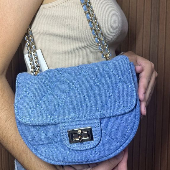 Bag Jeans bolgueira tendência Linda Feminina Cabe Celular