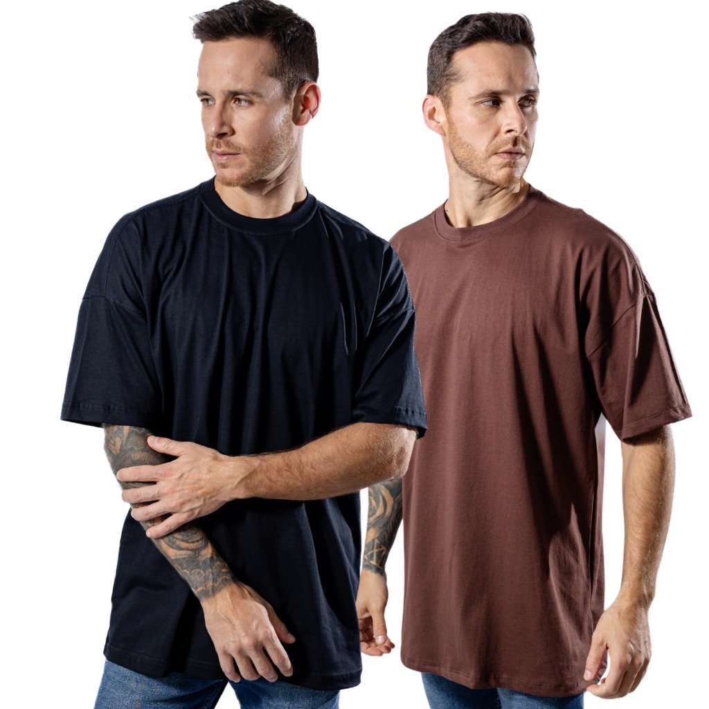 Kit 2 Peças Camiseta Oversized Para Homem Streetwear Original 100% Algodão Masculina