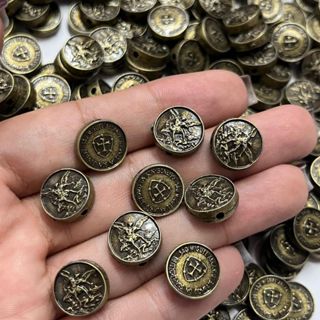 Passante para Terços São Miguel Arcanjo em Metal 30 unidades - Terços e Pulseiras São Miguel Ouro velho - Escudo arcanjo em Oferta na Shopee