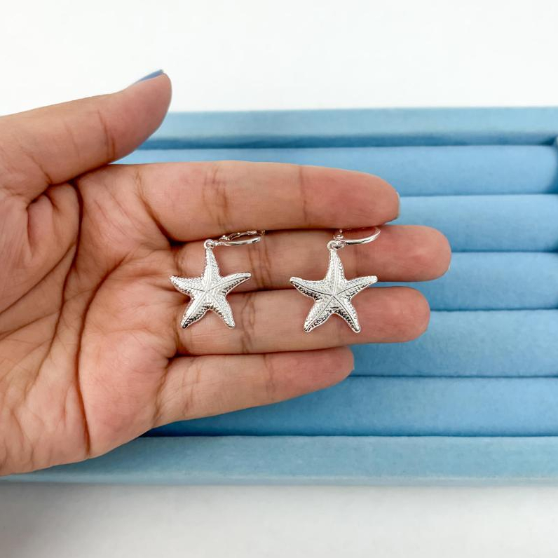 Mini Argola Estrela do Mar - Banhado a Prata em Oferta na Shopee