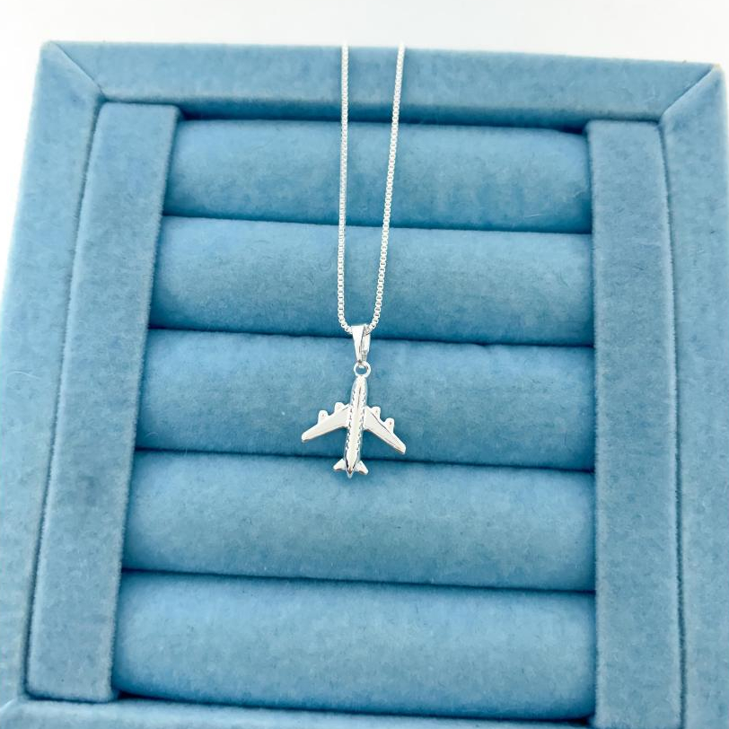Colar Avião - Banhado a Prata em Oferta na Shopee