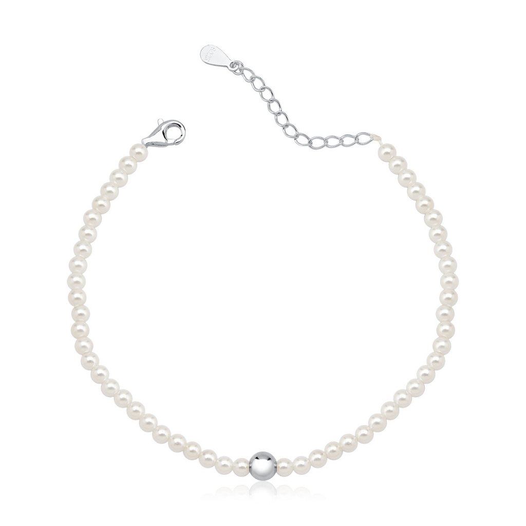 Pulseira Feminina de Prata 925 Pérolas e Bolinha em Oferta na Shopee