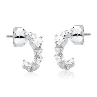 Brinco Argola de Prata 925 Redonda com Zircônia | Várias Cores em Oferta na Shopee