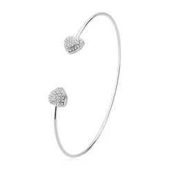 Bracelete de Prata 925 Corações com Zircônias