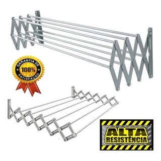 Varal P/ Roupas Sanfonado De Parede 100% Alumínio Retrátil Grande 100cm 120cm Super Resistente em Oferta na Shopee