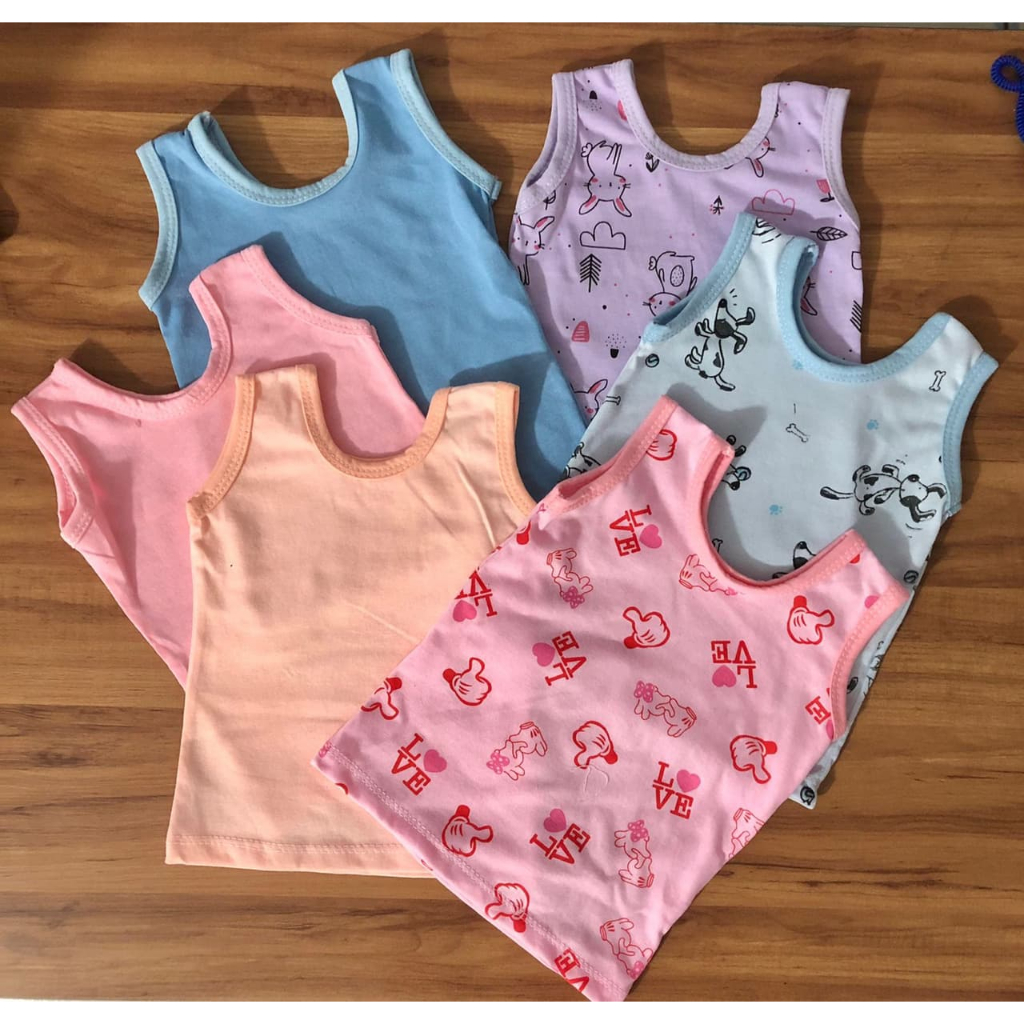 KIT 5 Regatas Bebê - Estampas Variadas - 100% algodão Camisetinha/Regatinhas bebê Promoção Infantil