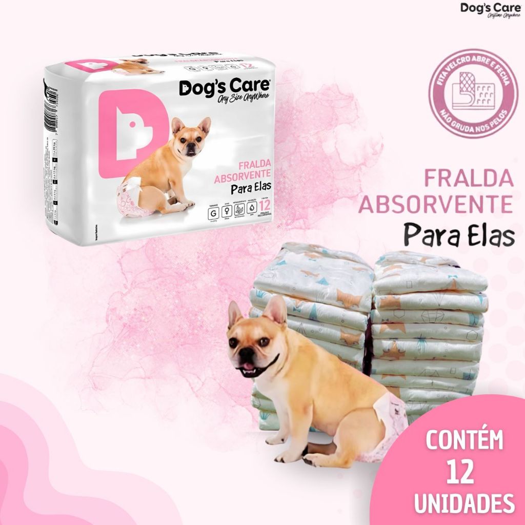 Fralda Higiênica Descartável P/ Cães Fêmea Dogs Care M 12un