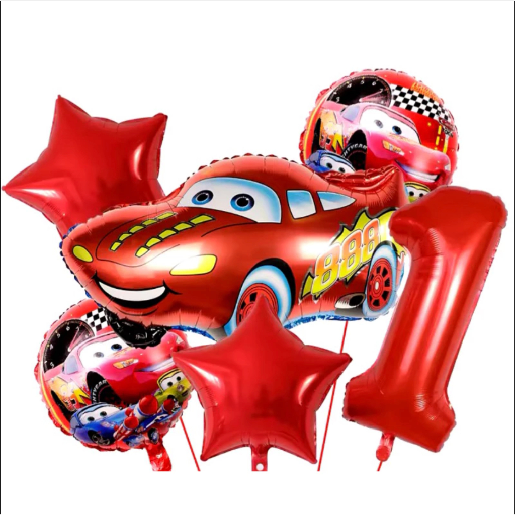 Kit com 5/6/7 Balão Carros Relâmpago McQueen Metalizado Número Aniversário