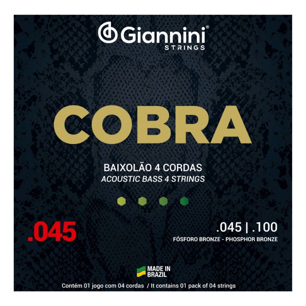 Encordoamento Baixolao 4 Cordas 045 Giannini Cobra F. Bronze