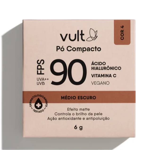 Pó Compacto Facial Médio Escuro Cor 4 FPS 90 Vult 6g