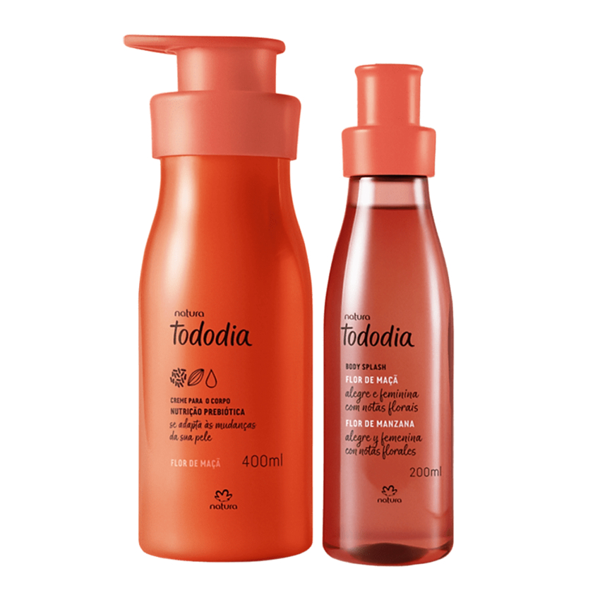 Conjunto Tododia Flor de Maçã Natura: Creme Hidratante Corporal 400ml + Body Splash Colônia 200ml