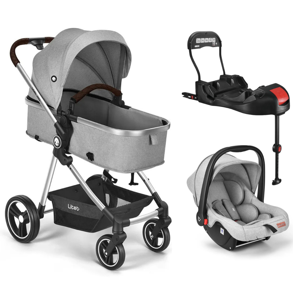 Carrinho Europeu 3 em 1 Reversível Multikids Jazz Com Bebê Conforto Moises e Base com Garantia