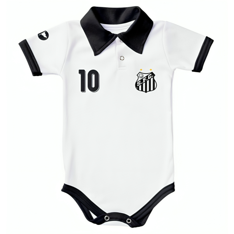 Body Bori Bebê Infantil Santos Camisa Polo Time de Futebol Oficial Licenciado Torcida Baby