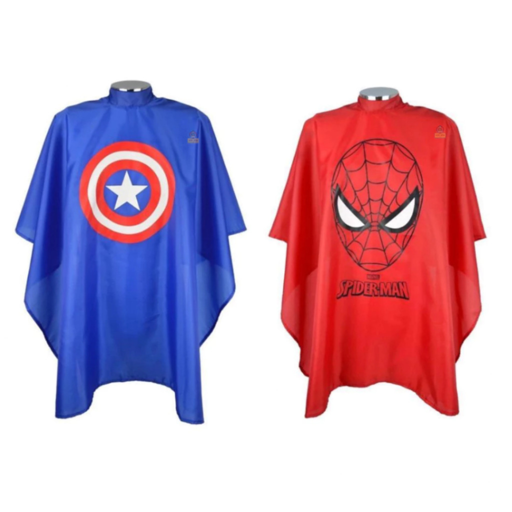 Kit Com Duas Capas Para Cortar Cabelo Infantil Capitão América & Homem Aranha