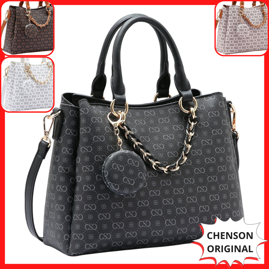 Bolsa Feminina Média Chenson Original Grife Luxo Moderna Monograma Transversal Mão Tiracolo 3485083