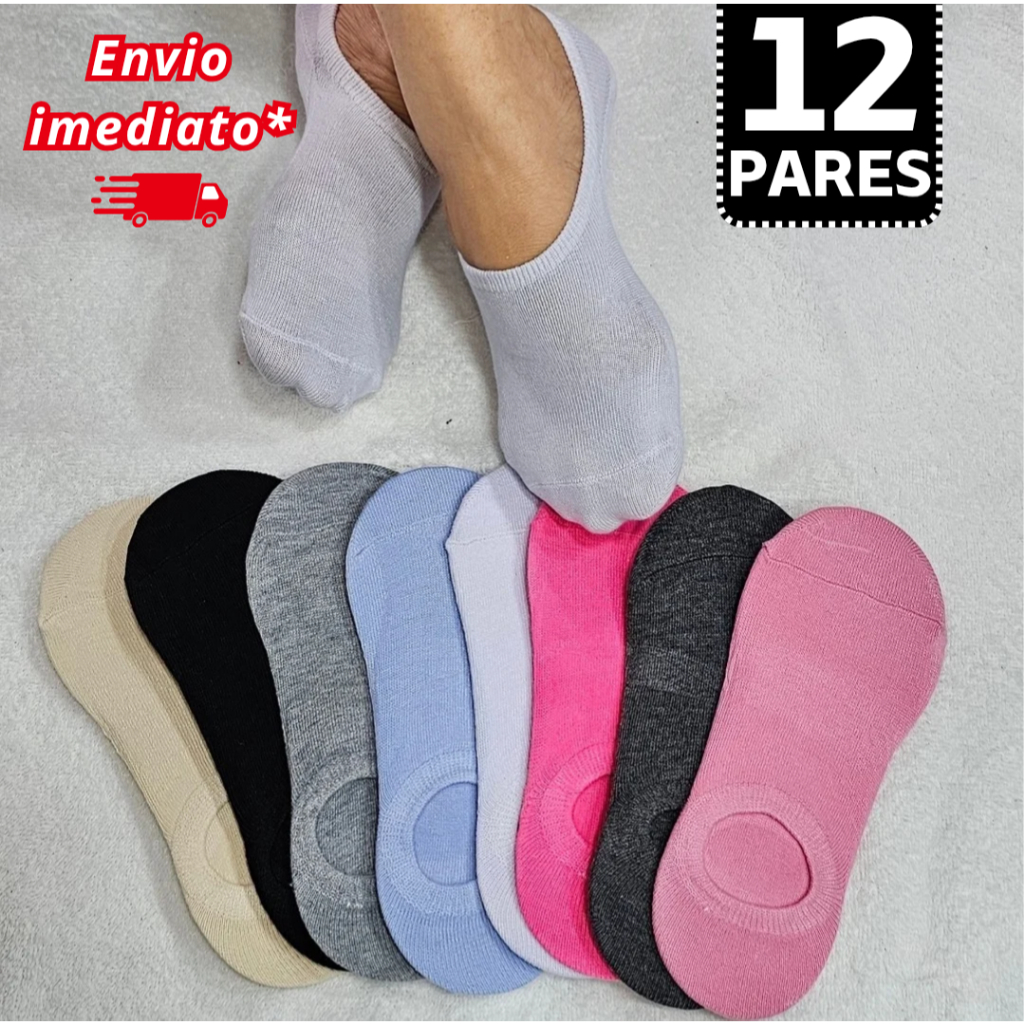 Meia Sapatilha Feminina - Kit 12 Pares Meia Invisível Tamanho 35 ao 40