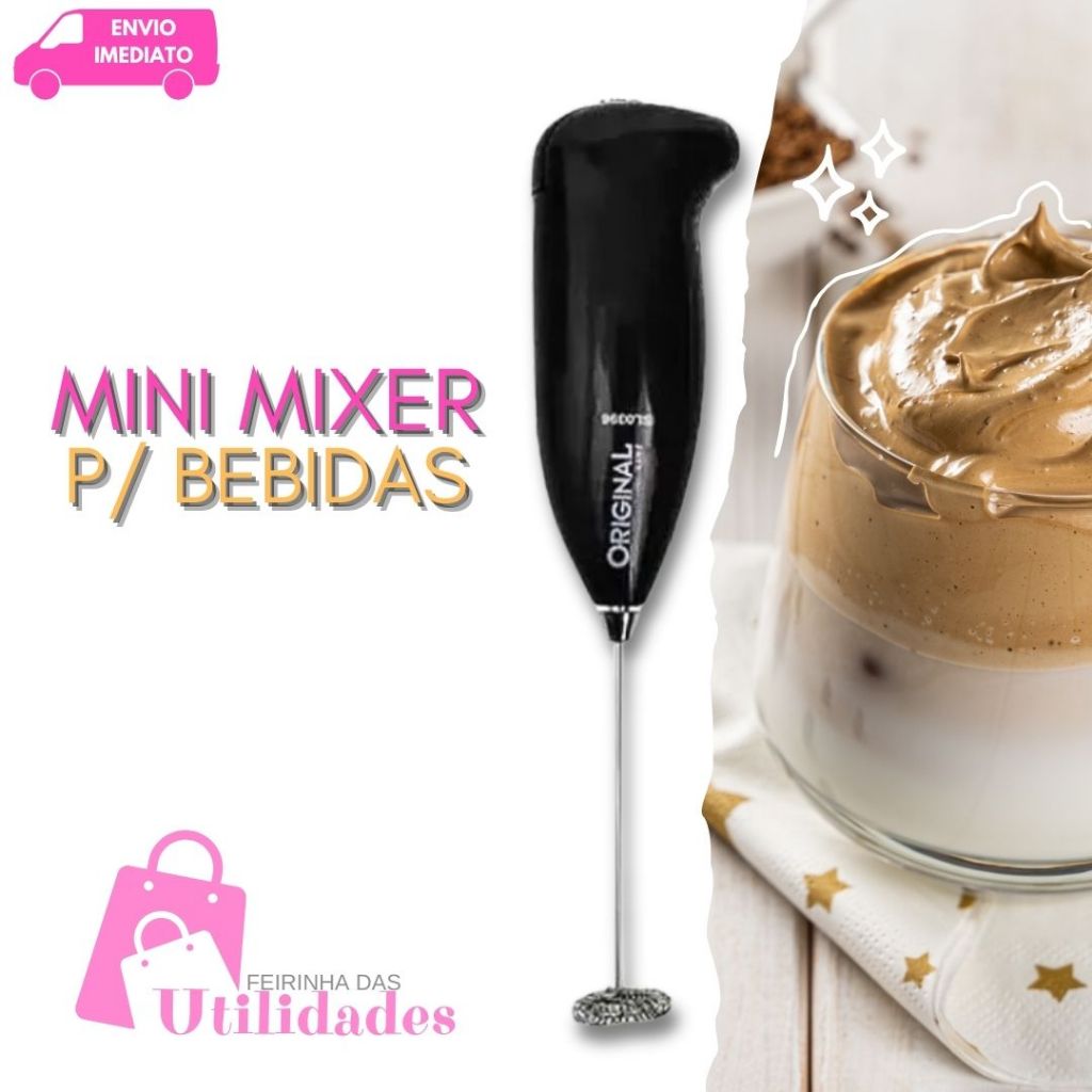 Mini Mixer Elétrico Misturador de Bebidas Café Leite  Fuê Portátil Mixer Misturador Multiuso